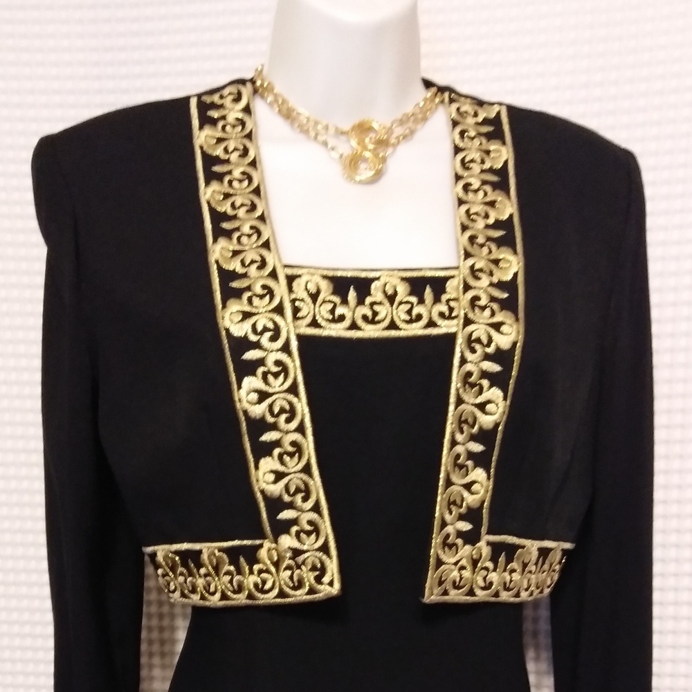 CLOSET CLOSING BLACK GOLD  2 PC BOLERO MAXI DRESS